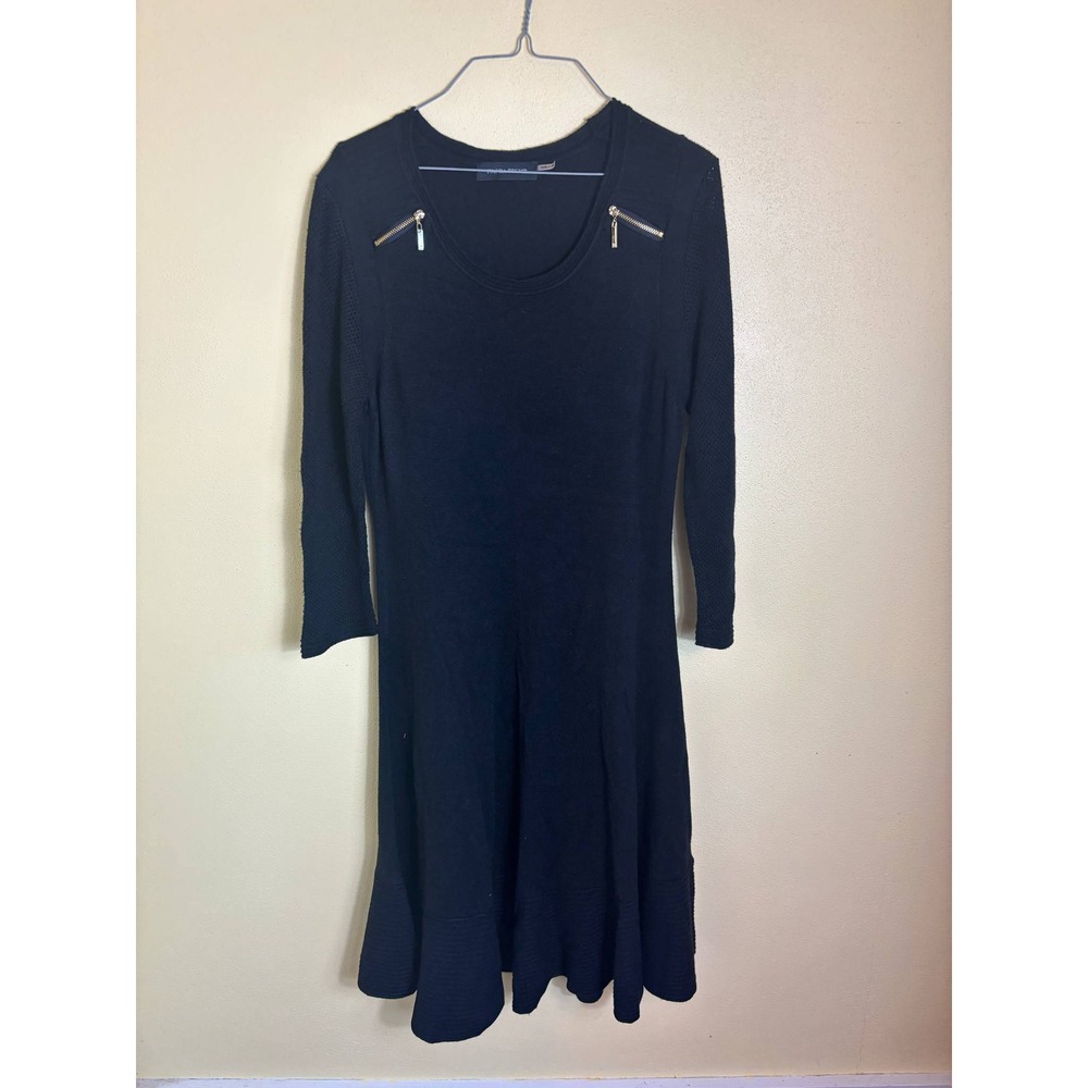 Ivanka Trump Knit Dress Zipper Detail‎ Long Sleeve Black Dress Size M